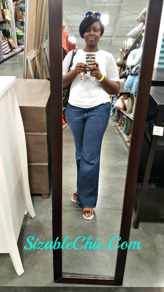 2015 trends - flare jeans 7 white mesh top